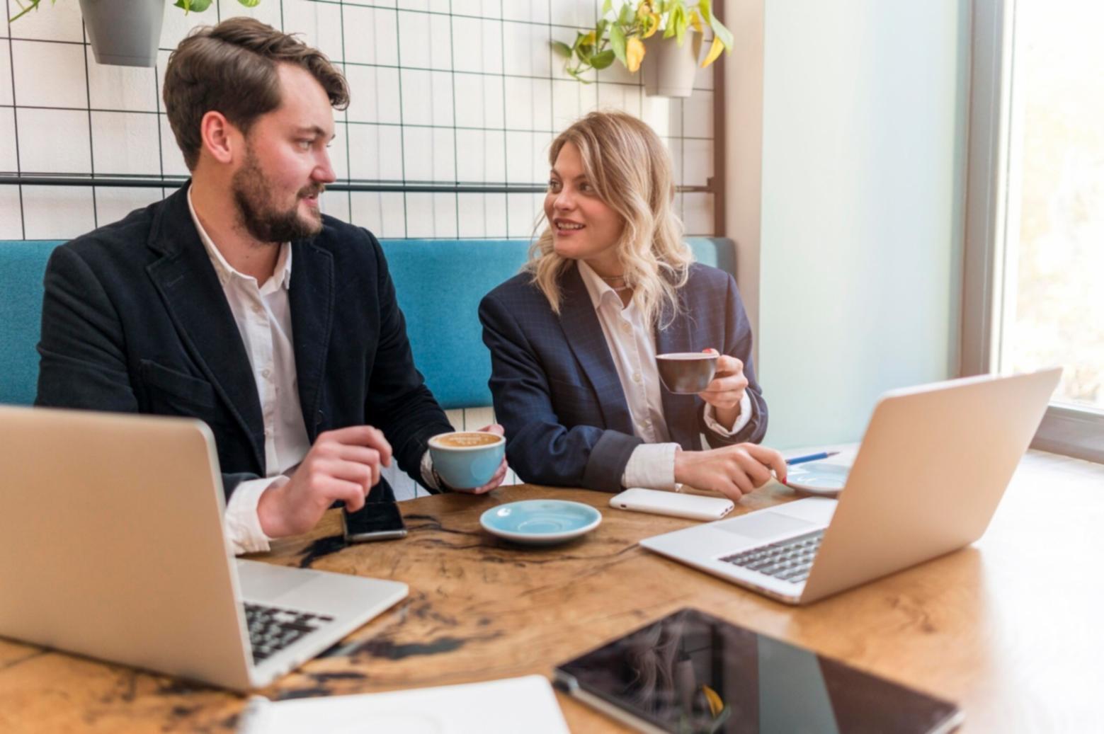 Financial analysis partnership collaboration workspace showing professional development materials
